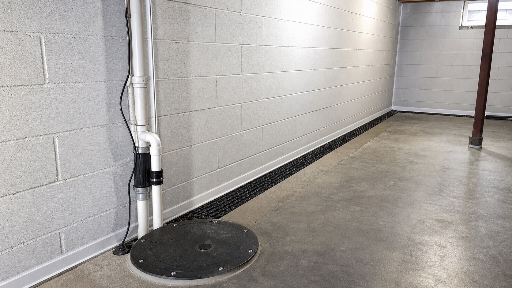 Basement waterproofing installation